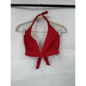 J. Crew Women's Red DD Halter Tie-Back Bikini Swim Top Mesh Size S Pool NEW Pool